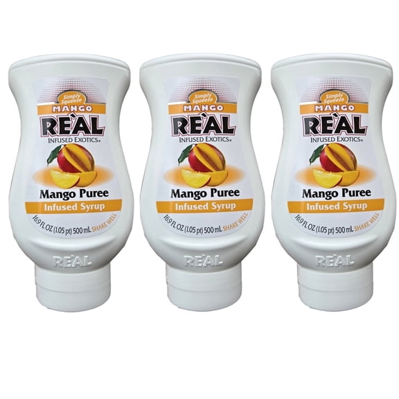 Real Mango Puree Infused Syrup 16.9 Fl Oz (3 Pack)