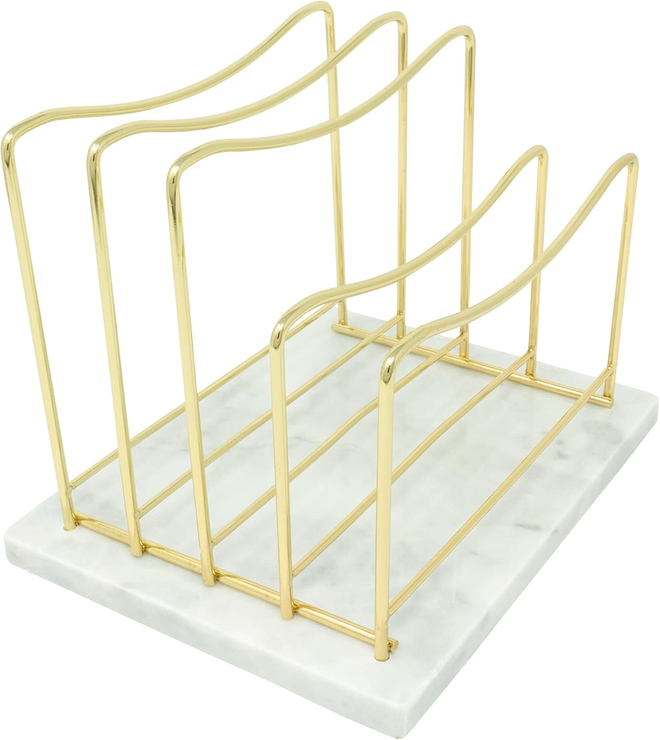 Real Marble File Holder - Marble Desk Accessories - Modern Marble Mail Organizer - Gold Mail Holder & Letter Tray (White + Gold)