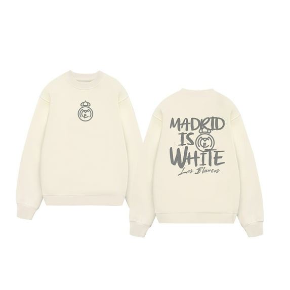 Real Marid Marid Is White Sweatshirt, Football Fan Design, Unisex Adult, Soft Cotton, Casual Everyday Wear
