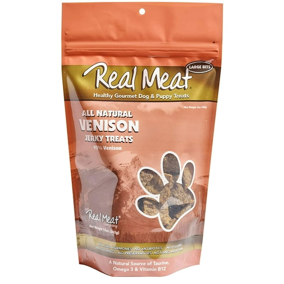 Real Meat AIr-Dried Jerky Treats, Free-Range All-Natural (Venison, 12 oz) - DS
