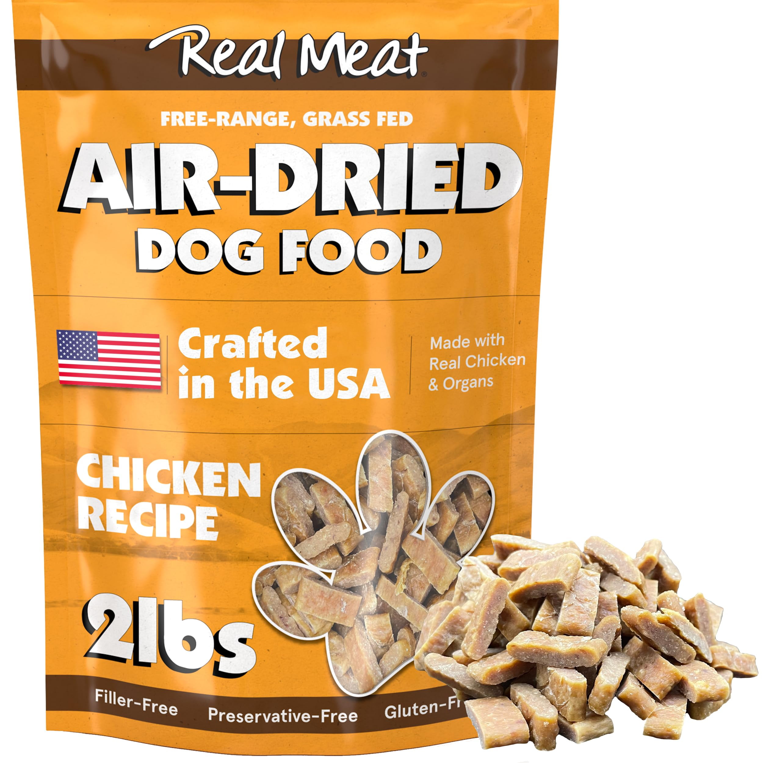 Dog Food Sourced And Made In Usa Real Meat Air Dried Dog Food w/Real USA Chicken - 2lb Bag of Grain-Free