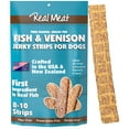 Real Meat Fish & AIF4 Venison Jerky Dog Treats 8 Strips of Jerky