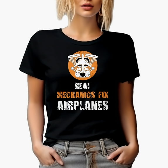 Real Mechanics Fix Airplanes, Black T-Shirt, 2XL