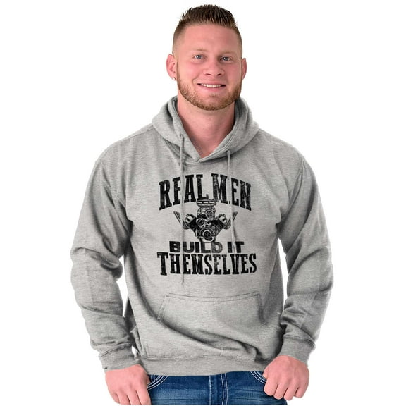 Real Men Build Auto Mechanic Life Men's Big & Tall Graphic Hoodie Brisco Brands 3X