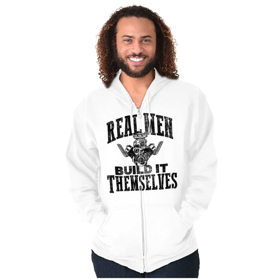 Real Men Build Auto Mechanic Life Zip Hoodie Sweatshirt Men Brisco Brands L