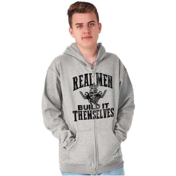 Real Men Build Auto Mechanic Life Zip Hoodie Sweatshirt Men Brisco Brands S