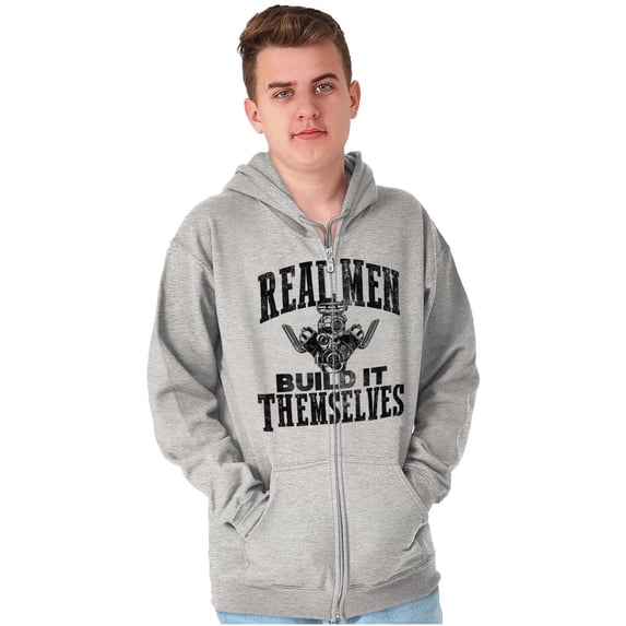 Real Men Build Auto Mechanic Life Zip Hoodie Sweatshirt Men Brisco Brands X