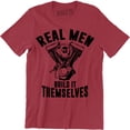thumbnail image 1 of Real Men Build Themselves Mechanic Garage Motor Car Engine Mens Tee Shirt, 1 of 4