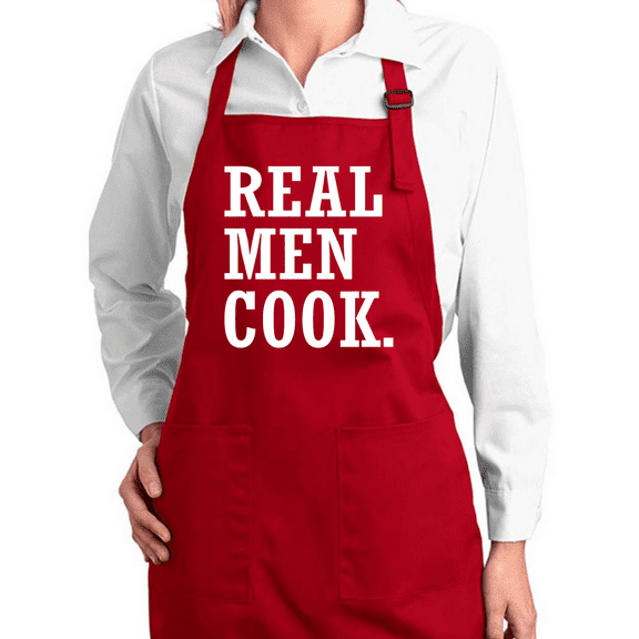 Real Men Cook Funny Classic Kitchen Cooking Apron with Pockets Kitchen Cooking Apron Graphic Apron with Pockets