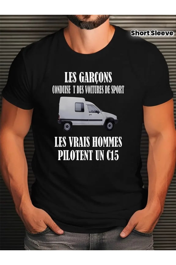 Real Men Drive C15 Men'S T-Shirt | Casual Crew Neck Short Sleeve Tee with C15 Logo Print, All-Season Fit, Machine Washable, Perfect Gift for Drivers & Casual Attire, All-Season Wear, Unisex Apparel