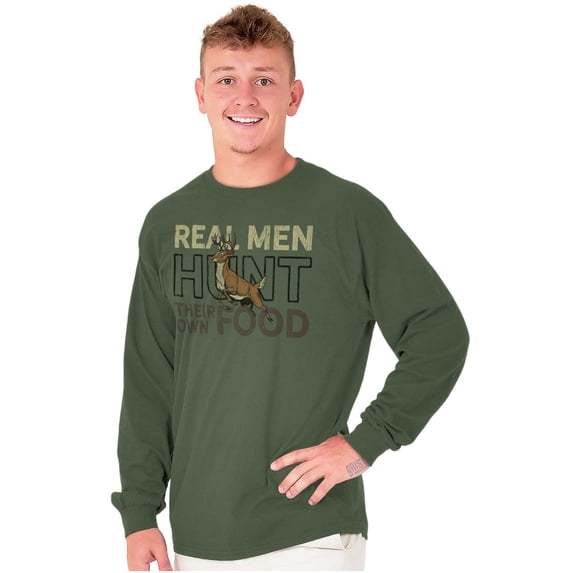 Real Men Hunt Their Own Food Hunting Men's Big & Tall Long Sleeve Graphic Tee Brisco Brands 2X