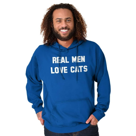 Real Men Love Cats Funny Pet Owners Unisex Plus Fleece Graphic Hoodie Brisco Brands 3X
