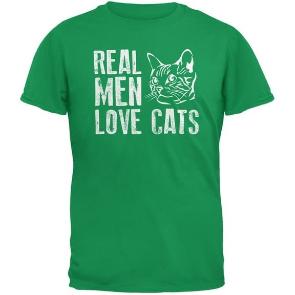 Real Men Love Cats Irish Green Adult T-Shirt - Large