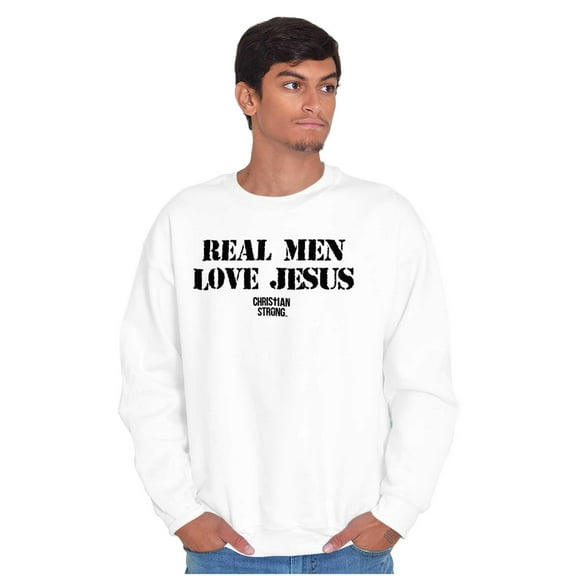 Real Men Love Jesus Christian Men's Big & Tall Crewneck Sweatshirt Brisco Brands 2X
