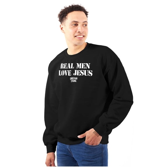 Real Men Love Jesus Christian Men's Big & Tall Crewneck Sweatshirt Brisco Brands 5X