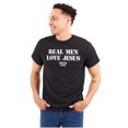 thumbnail image 1 of Real Men Love Jesus Christian Men's Big & Tall Crewneck Graphic Tee Brisco Brands 3X, 1 of 5