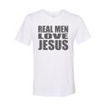 thumbnail image 1 of "Real Men Love Jesus, Christian Shirt, Religious Tee, Sublimation T, Gift For Him, I Love Jesus, Godly Apparel, Christian Apparel, Soft Bella, White, 2XL", 1 of 1