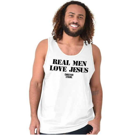 Real Men Love Jesus Christian Tank Top Sleeveless Tee Men Brisco Brands S