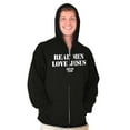 thumbnail image 1 of Real Men Love Jesus Christian Zip Hoodie Sweatshirt Men Brisco Brands X, 1 of 6