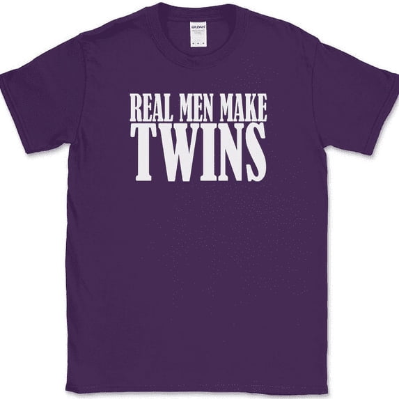 Real Men Make Twins T-Shirt Funny Expecting Fathers Day Birthday Humor Tee - Purple, 2XL
