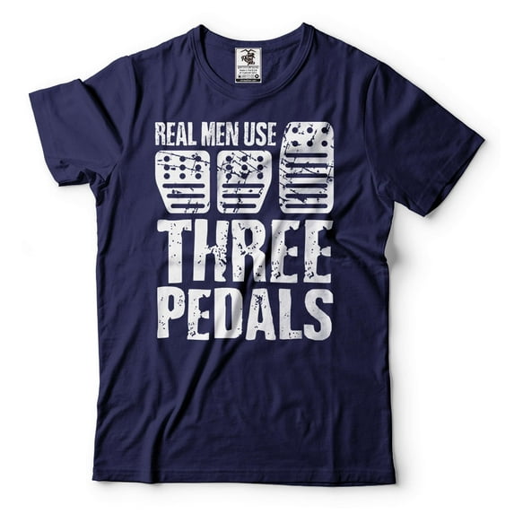Real Men Use Three Pedals Shirt Funny Car Shirts Manual Driver Gift Car Lover Tee Cool Cars Gifts (Medium Navy Blue)