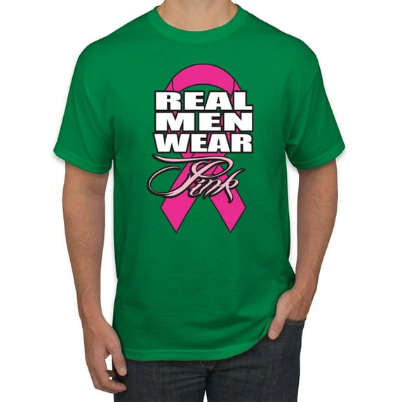 Real Men Wear Pink Awareness Men's Graphic T-Shirt, Kelly, Large