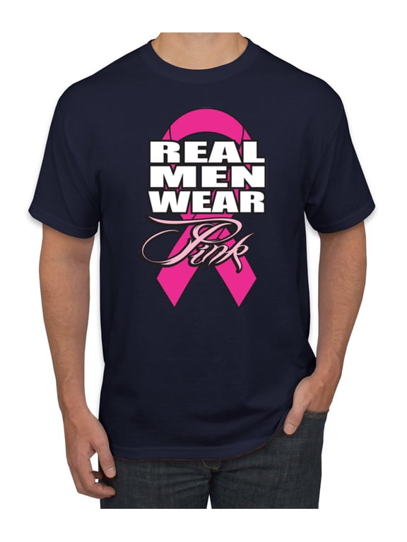 Real Men Wear Pink Awareness Men's Graphic T-Shirt, Navy, X-Large