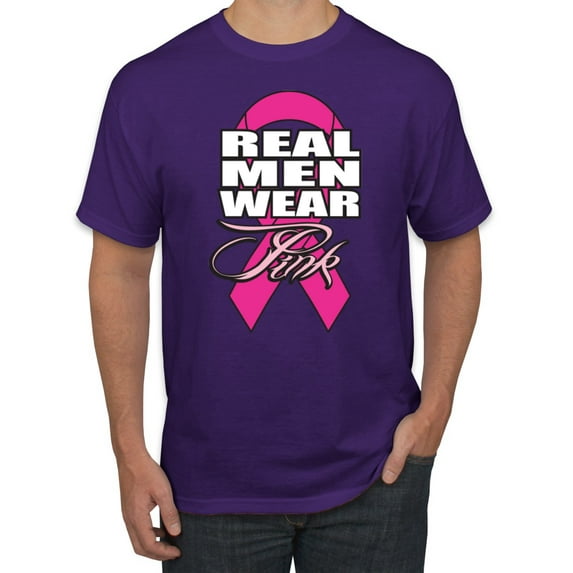 Real Men Wear Pink Awareness Men's Graphic T-Shirt, Purple, 5XL