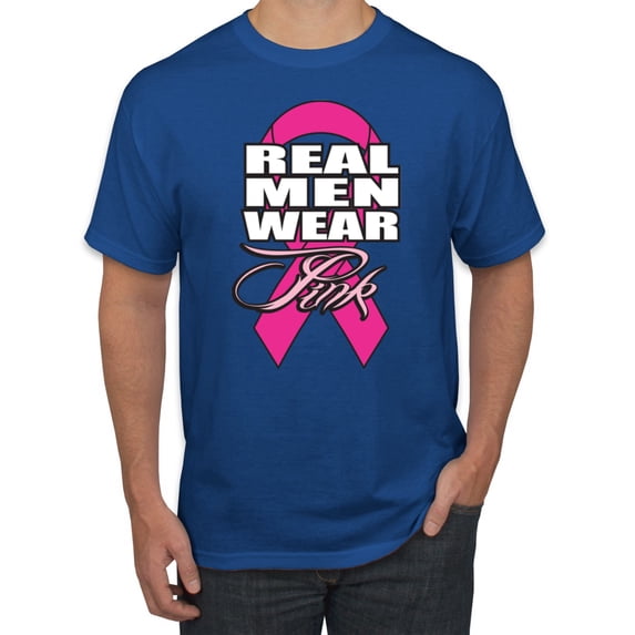 Real Men Wear Pink Awareness Men's Graphic T-Shirt, Royal, Small