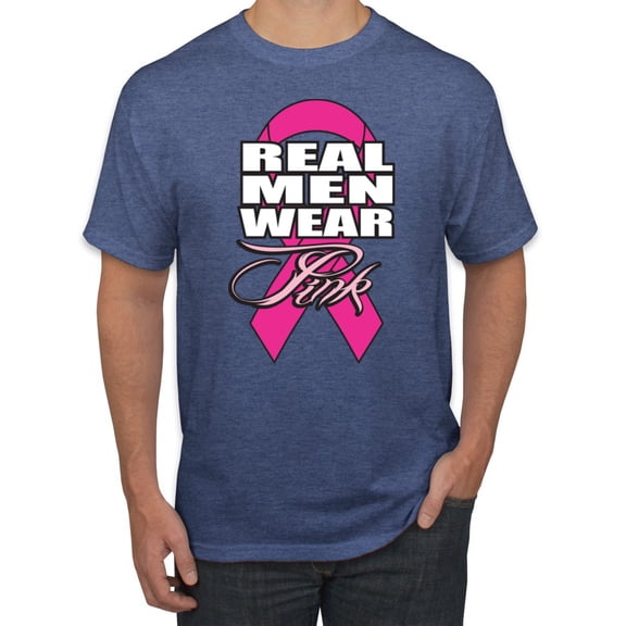 Real Men Wear Pink Awareness Men's Graphic T-Shirt, Vintage Heather Blue, X-Large