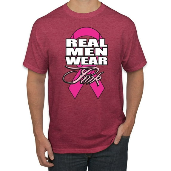 Real Men Wear Pink Awareness Men's Graphic T-Shirt, Vintage Heather Red, Large
