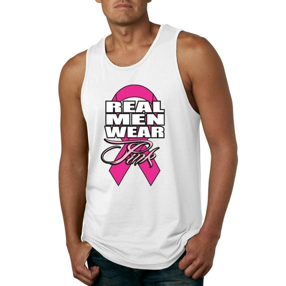 Real Men Wear Pink Awareness Mens Graphic Tank Top, White, Small