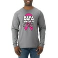 thumbnail image 1 of Real Men Wear Pink Awareness Mens Long Sleeve Shirt, Heather Grey, X-Large, 1 of 3