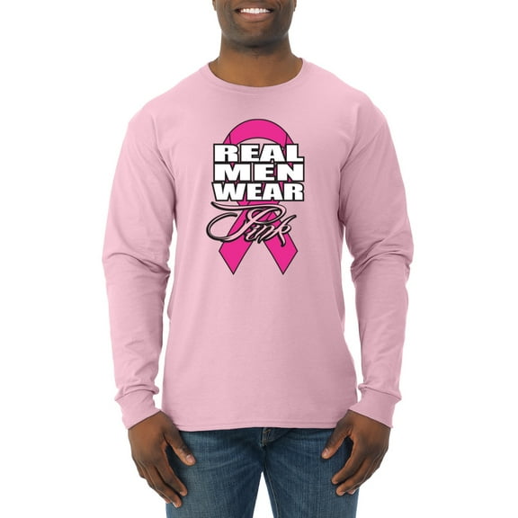 Real Men Wear Pink Awareness Mens Long Sleeve Shirt, Light Pink, Large