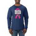 thumbnail image 1 of Real Men Wear Pink Awareness Mens Long Sleeve Shirt, Navy, Large, 1 of 3