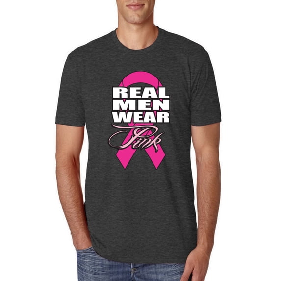 Real Men Wear Pink Awareness Mens Premium Tri Blend T-Shirt, Vintage Black, Medium