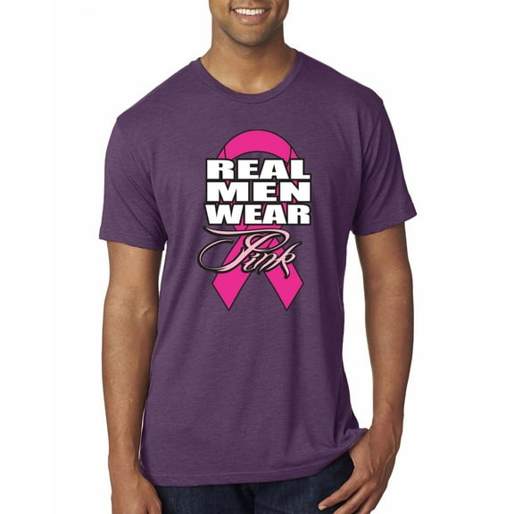Real Men Wear Pink Awareness Mens Premium Tri Blend T-Shirt, Vintage Purple, Medium