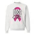thumbnail image 1 of Real Men Wear Pink Awareness Unisex Crewneck Graphic Sweatshirt, White, X-Large, 1 of 3