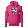 thumbnail image 1 of Real Men Wear Pink Awareness Unisex Graphic Hoodie Sweatshirt, Fuschia, Large, 1 of 3