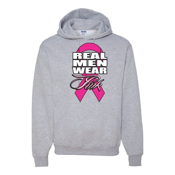 Real Men Wear Pink Awareness Unisex Graphic Hoodie Sweatshirt, Heather Grey, 2XL
