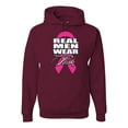 thumbnail image 1 of Real Men Wear Pink Awareness Unisex Graphic Hoodie Sweatshirt, Maroon, Small, 1 of 3