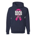 thumbnail image 1 of Real Men Wear Pink Awareness Unisex Graphic Hoodie Sweatshirt, Navy, X-Large, 1 of 3