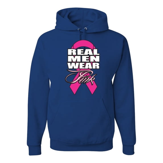 Real Men Wear Pink Awareness Unisex Graphic Hoodie Sweatshirt, Royal, Large