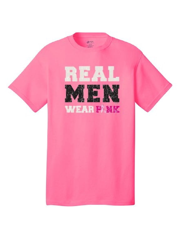 Real Men Wear Pink Breast Cancer Tie Dye T-shirt Raise Awareness Fundraiser Walk Race for a Cure-Neonpk-Large