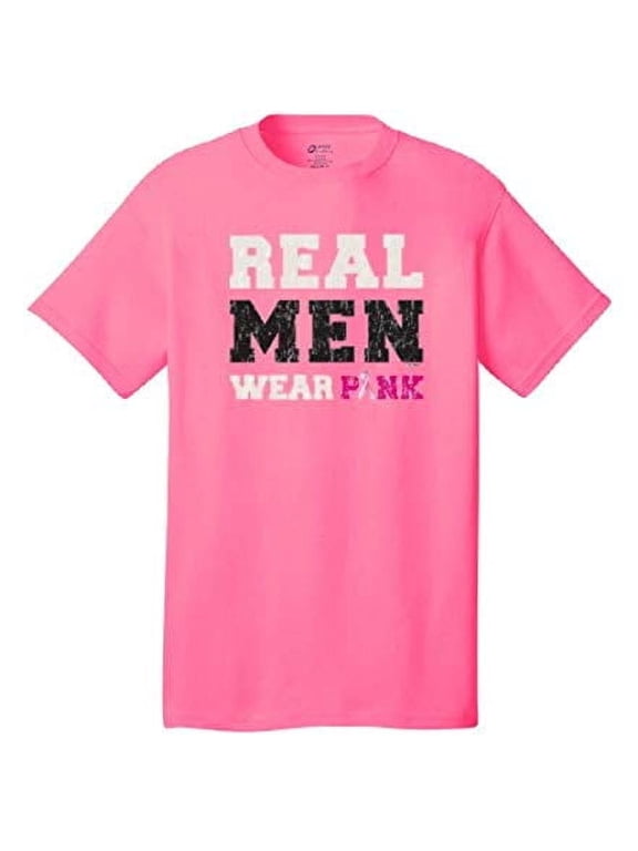 Real Men Wear Pink Breast Cancer Tie Dye T-shirt Raise Awareness Fundraiser Walk Race for a Cure-Neonpk-Medium