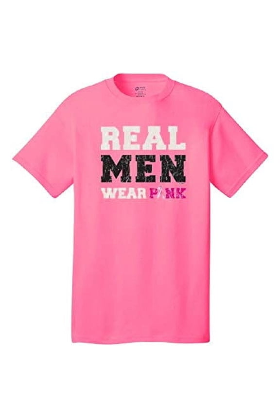Real Men Wear Pink Breast Cancer Tie Dye T-shirt Raise Awareness Fundraiser Walk Race for a Cure-Neonpk-Medium
