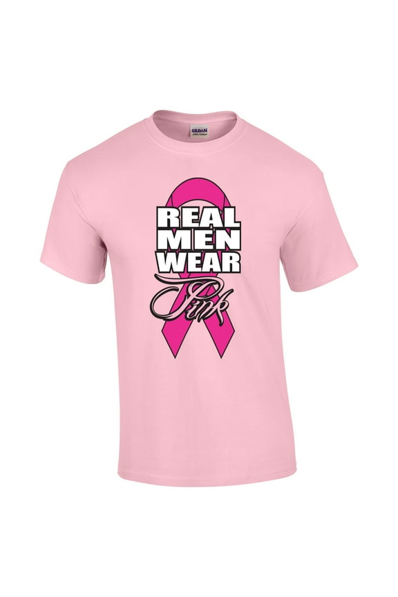 Real Men Wear Pink Cancer Awareness Adult Short Sleeve T-shirt-Lightpink-XL