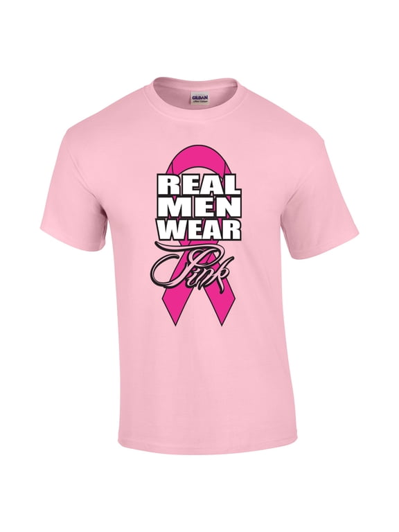 Real Men Wear Pink Cancer Awareness Adult Short Sleeve T-shirt-Lightpink-XXL