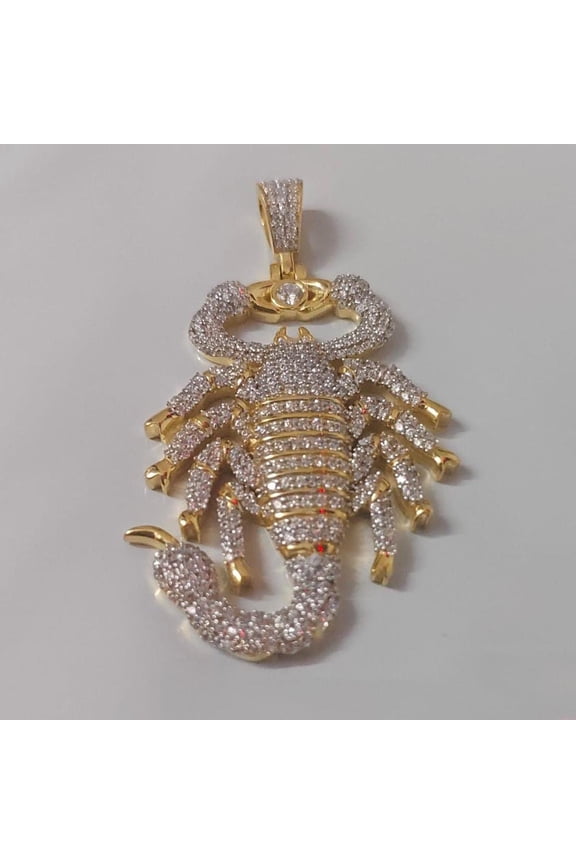 Real Moissanite Pendant| 2ctw "Scorpion" Pendant| Custom Charm| Hip Hop Pendant | Moissanite Pendant| Birthday Gift, 14K Yellow Gold Plated