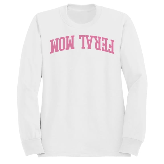Real Mom Wow Pink Text Women's White Sweatshirt